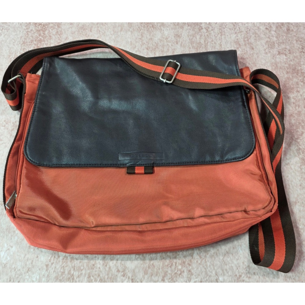 Gabol Spain Messenger Bag Leather Flap Orange Dark Brown Crossbody Adjustable